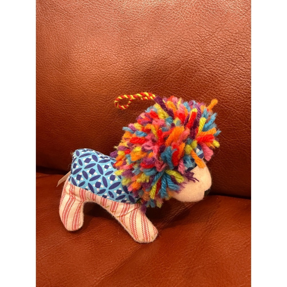 Target Bullseye Playground Plush Lion Ornament‎ Rainbow Yarn Mane Multi Pattern
